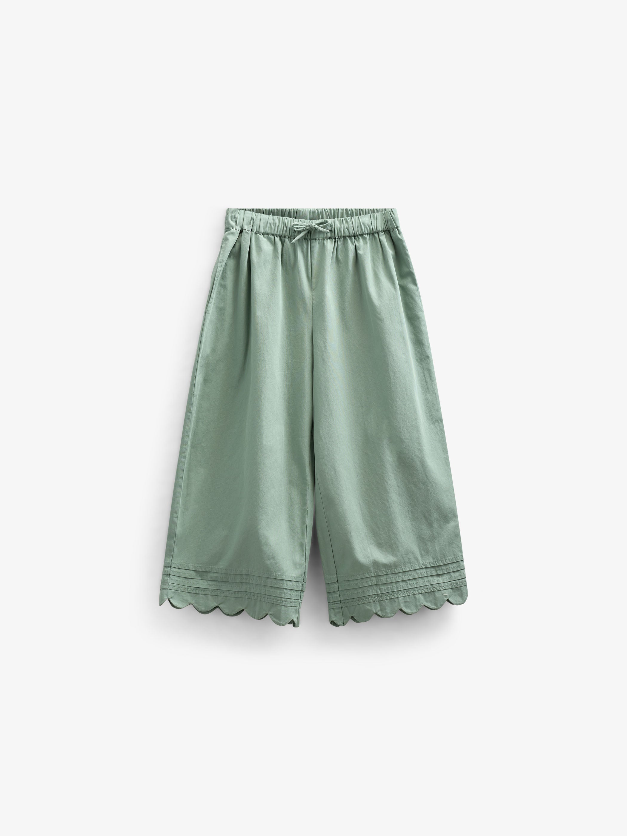 Poplinbukser med muslingekant - Tween - Dusty Green | 101080 Joy