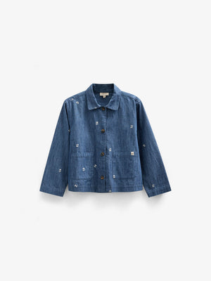 Broderet light-denim skjortejakke - Kids - Blue Denim | 101051 Isabella