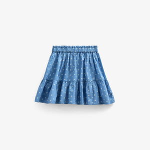 Nederdel i printet poplin - Kids - Dusty Blue | 101054 Camilla