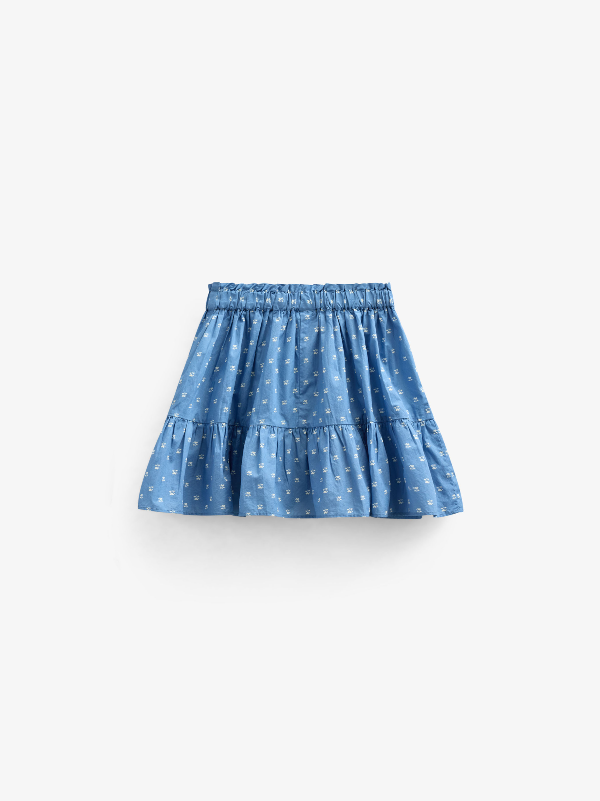 Nederdel i printet poplin - Tween - Dusty Blue | 101085 Camilla