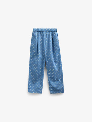 Poplinbukser med print - Tween - Dusty Blue | 101089 Camilla