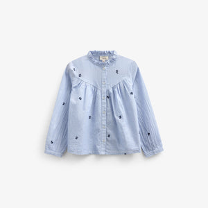 Embroidered Chambrey Shirt - Tween - Light Blue | 101091 Rose