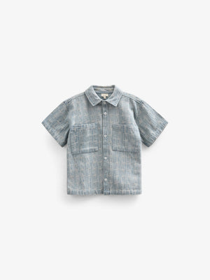 Kortærmet skjortejakke i jacquardvævet denim - Tween - Blue Denim | 101093 Kyle