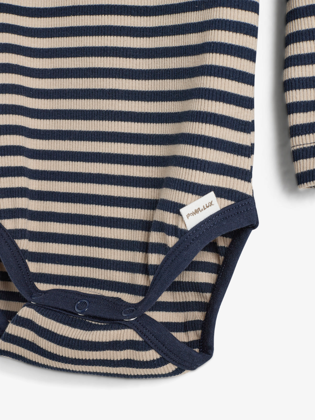 Stribet basic rib-Body - Little - Navy/Beige