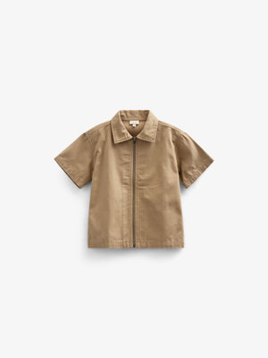 Canvas skjortejakke med lynlås - Kids - Khaki | 101124 Isack