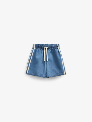 Baggy denimshorts med kontrastbånd - Tween - Blue Denim | 101143 Callum