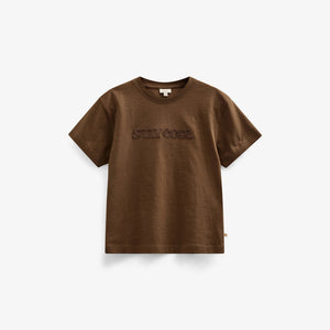 Slub jersey T-shirt med broderi - Tween - Dark Brown | 101158 Villum