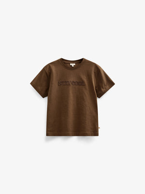 Slub jersey T-shirt med broderi - Tween - Dark Brown | 101158 Villum