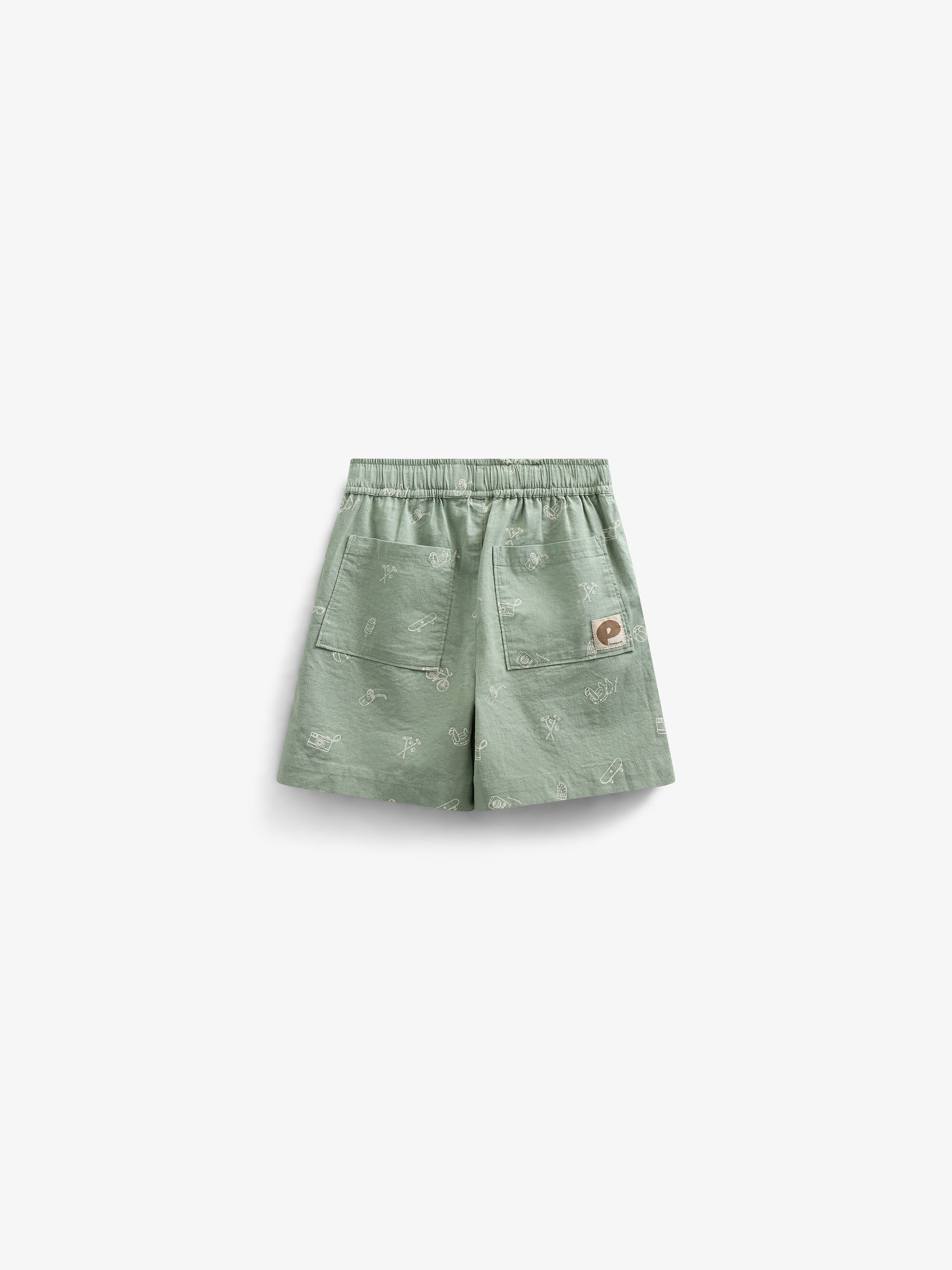 Printede shorts i hørmix - Kids - Dusty Green | 101169 William
