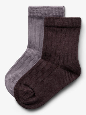 Strømper 2-pak - Little - Dusty Purple/Dark Purple