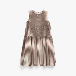 Stribet seersucker kjole - Kids - Brown | 101195 Nadia