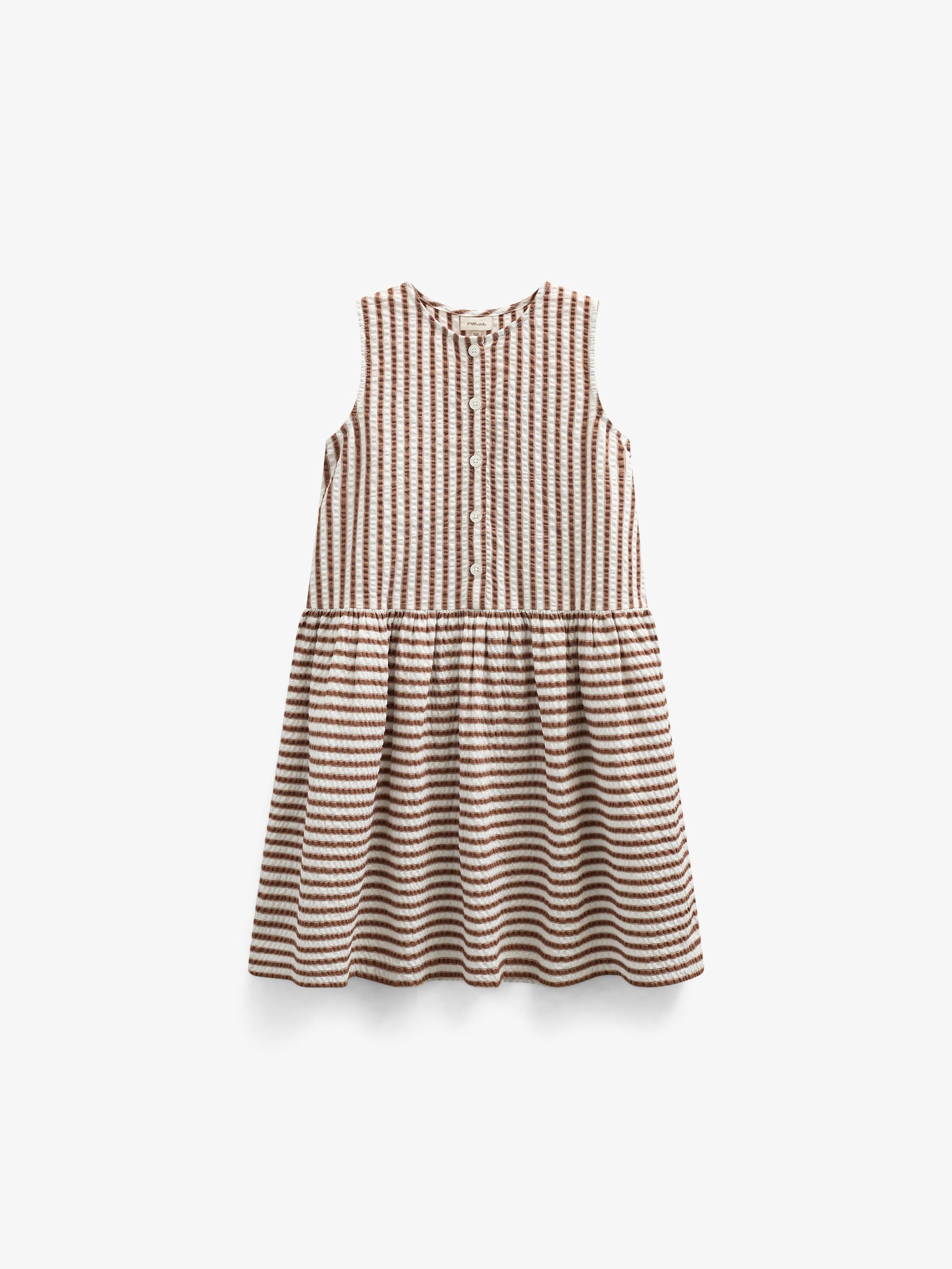 Stribet seersucker kjole - Kids - Brown | 101195 Nadia