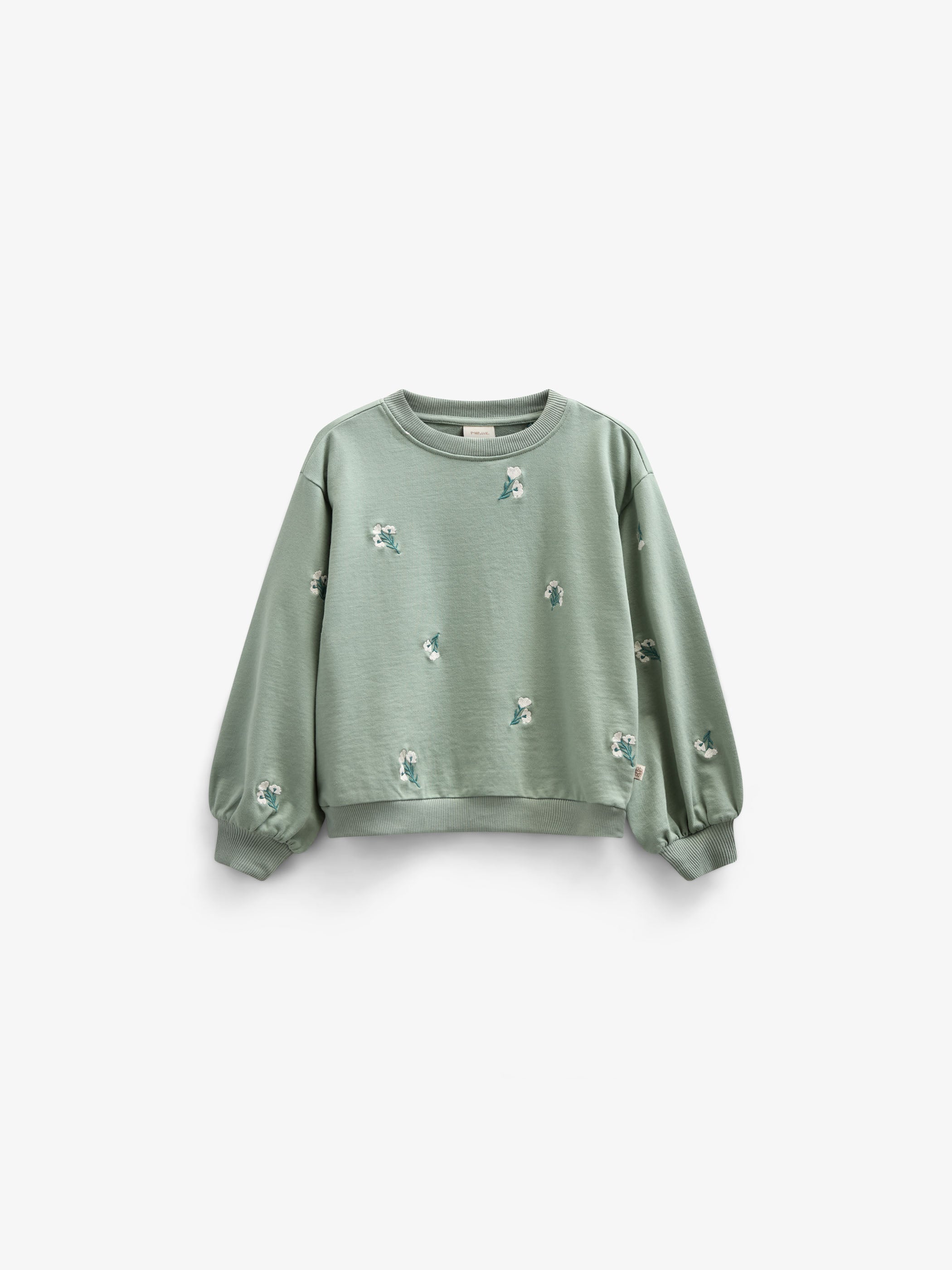 Broderet crewneck sweatshirt - Kids - Dusty Green | 101211 Kimber