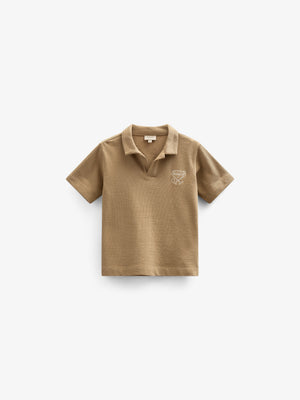 Polo T-shirt i jersey med struktur - Tween - Khaki | 101218 Sonny