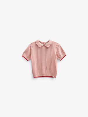 Rosafarvet strikket polo - Tween - Rose | 101242 Helena