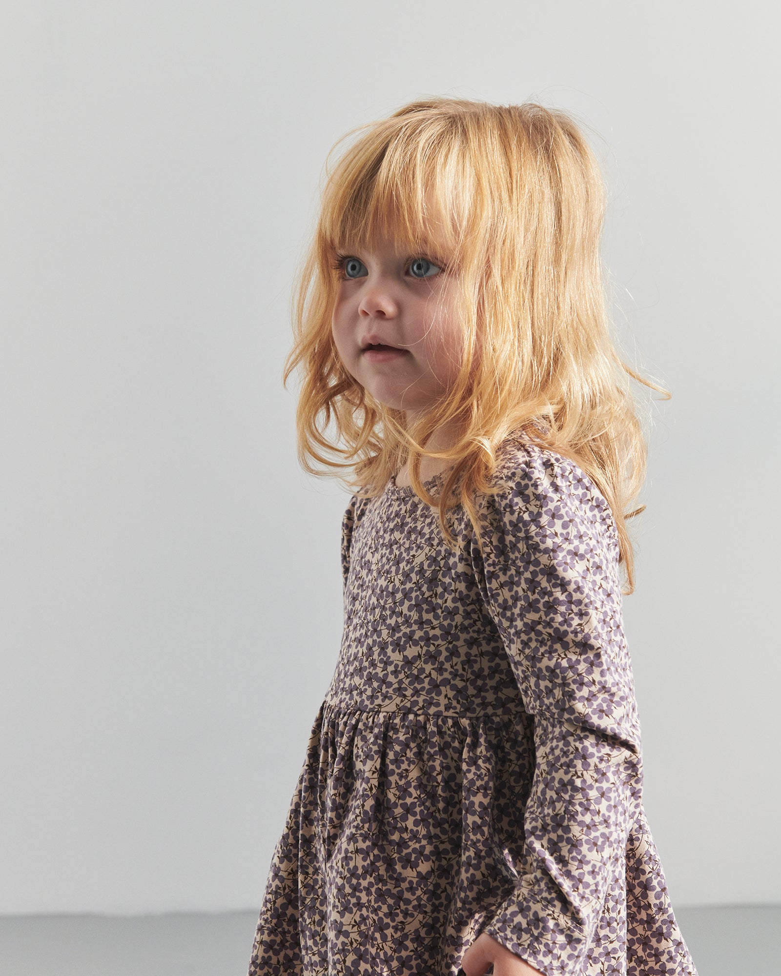 Ditsy printet jersey kjole med body - Little - Dusty Purple