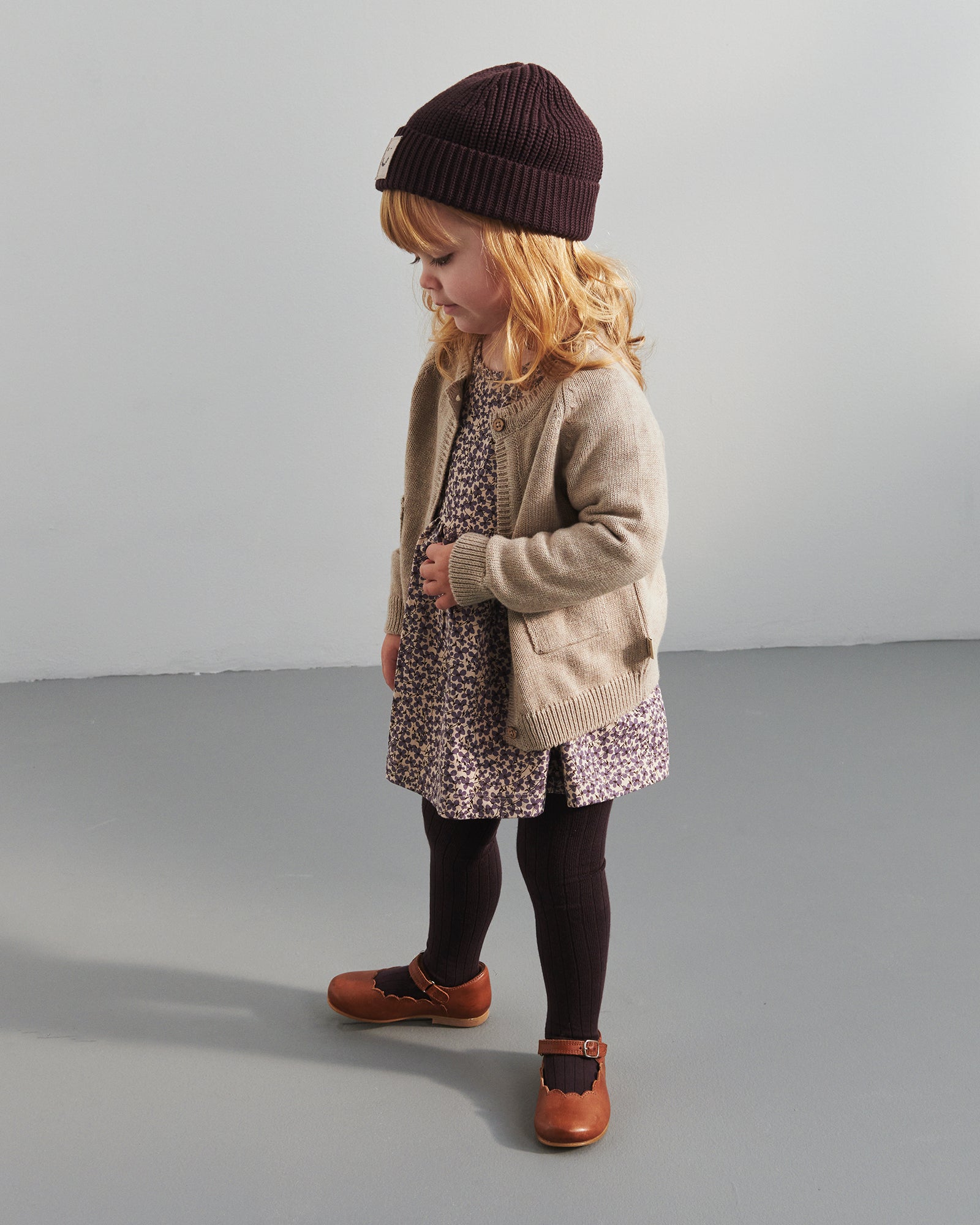 Ditsy printet jersey kjole med body - Little - Dusty Purple