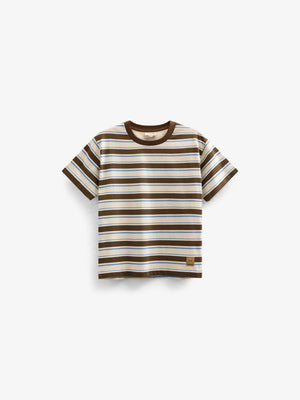 Retro Striped T-shirt - Kids - Dark Brown | 101273 Steven
