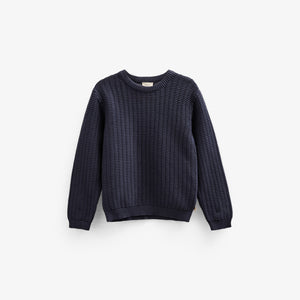Ensfarvet strik - Kids - Navy | 101281 Brady