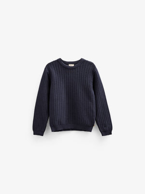Ensfarvet strik - Kids - Navy | 101281 Brady