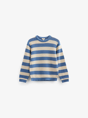 Stribet strik - Kids - Dusty Blue/Offwhite | 101283 Brady