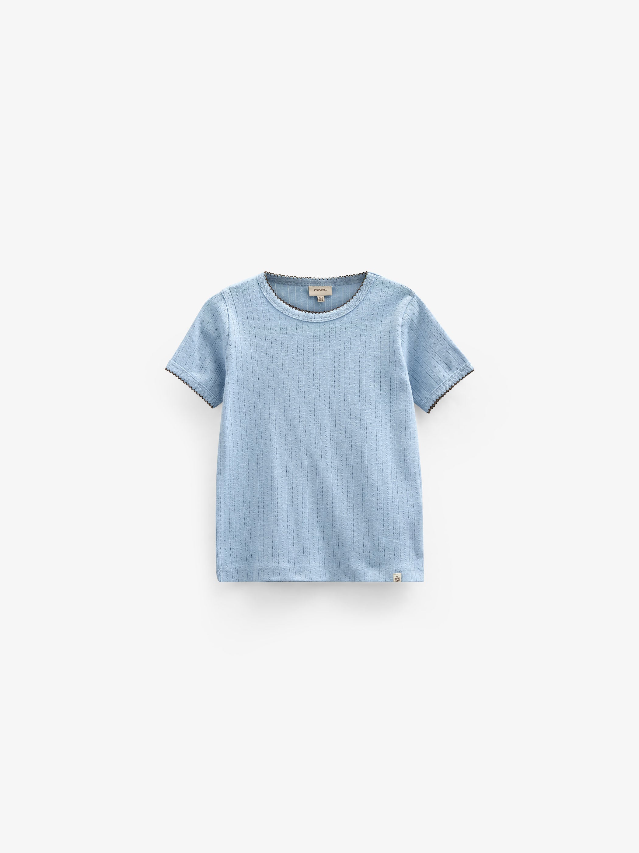 Pointelle T-shirt med kontrast picot - Kids - Powder Blue | 101285 Drew