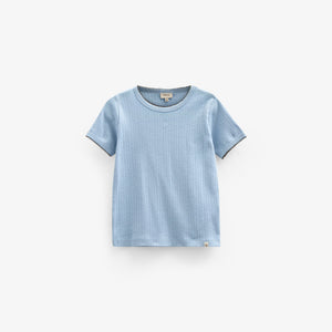 Pointelle T-shirt med kontrast picot - Tween - Powder Blue | 101286 Drew