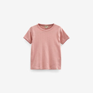 Pointelle T-shirt med kontrast picot - Kids - Rose Tan | 101287 Drew