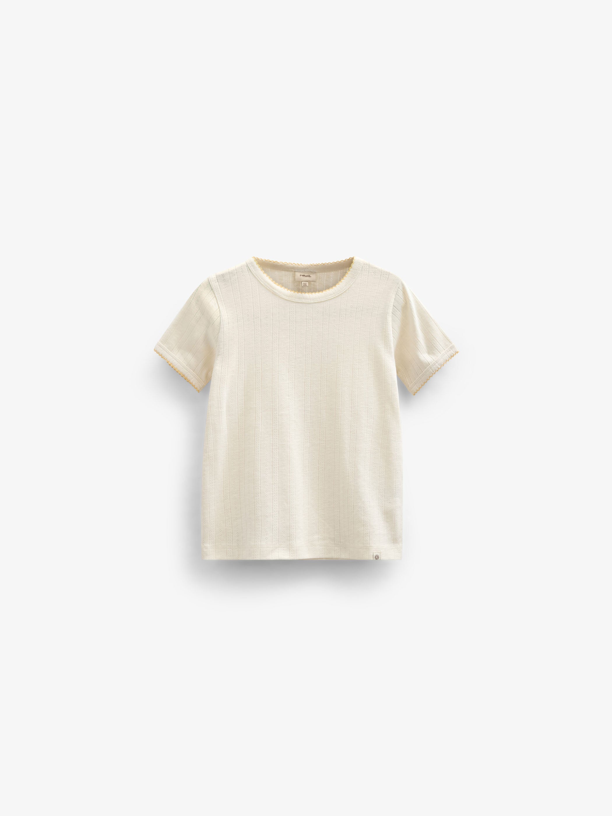 Pointelle T-shirt med kontrast picot - Tween - Offwhite | 101290 Drew