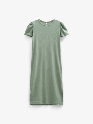 Lang T-shirt-kjole i modalrib - Tween - Dusty Green | 101295 Lottie