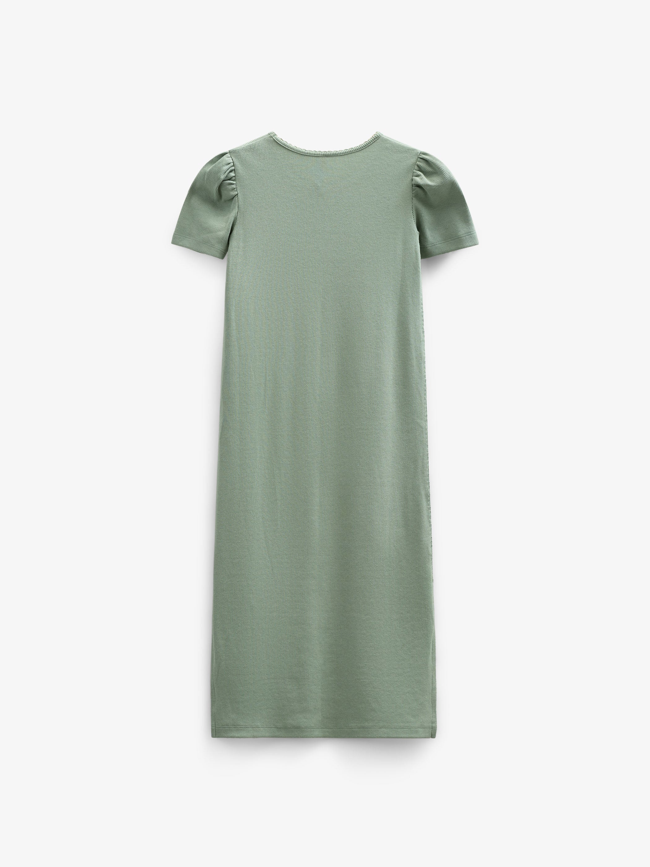 Lang T-shirt-kjole i modalrib - Tween - Dusty Green | 101295 Lottie