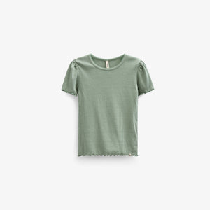 T-shirt i modalrib - Tween - Dusty Green | 101303 Lottie