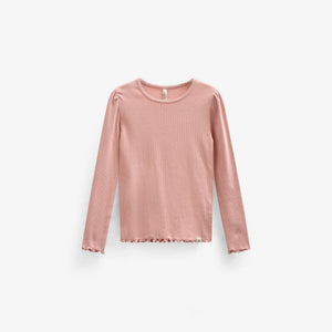 Langærmet T-shirt i modalrib - Kids - Rose Tan | 101306 Lottie