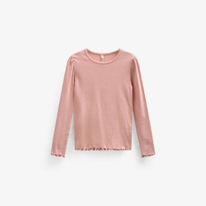 Langærmet T-shirt i modalrib - Tween - Rose Tan | 101307 Lottie