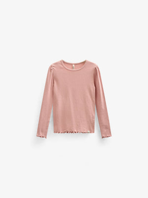 Langærmet T-shirt i modalrib - Tween - Rose Tan | 101307 Lottie
