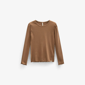Langærmet T-shirt i modalrib - Tween - Coconut | 101309 Lottie