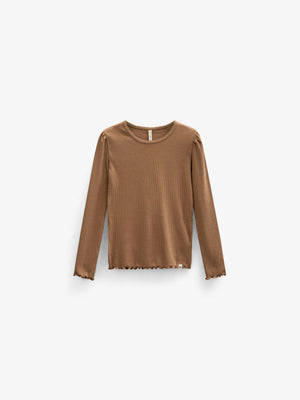 Langærmet T-shirt i modalrib - Tween - Coconut | 101309 Lottie