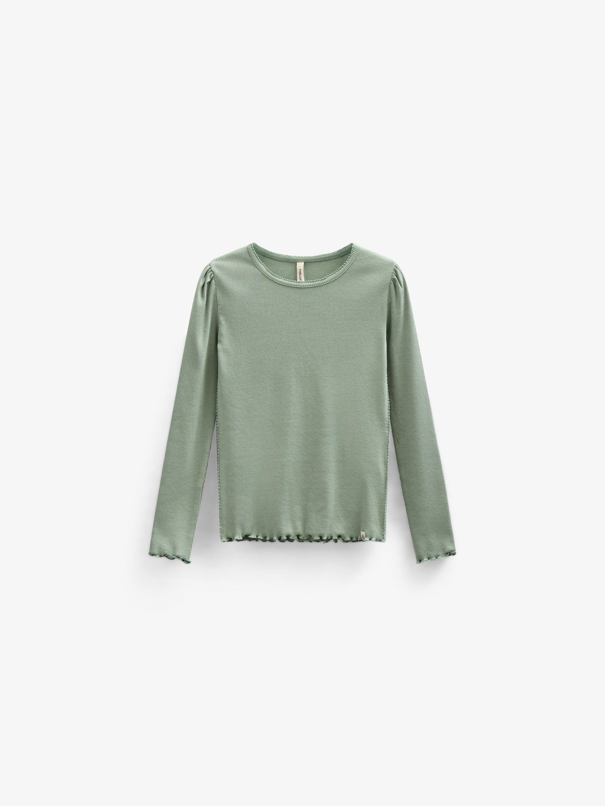 Langærmet T-shirt i modalrib - Kids - Dusty Green | 101310 Lottie