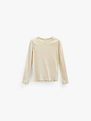 Langærmet T-shirt i modalrib - Kids - Offwhite | 101312 Lottie