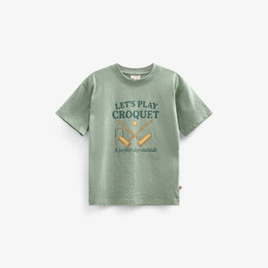 Croquet T-shirt - Kids - Light Green Melange | 101338 Vincent