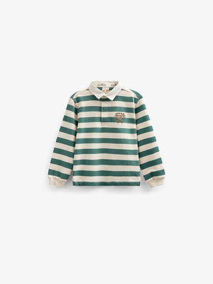 Stribet polo sweatshirt - Kids - Tropical Green/Offwhite | 101340 Marco