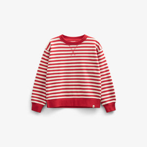 Stribet crewneck sweatshirt - Tween - Cherry Red Stripe | 101343 Daniella