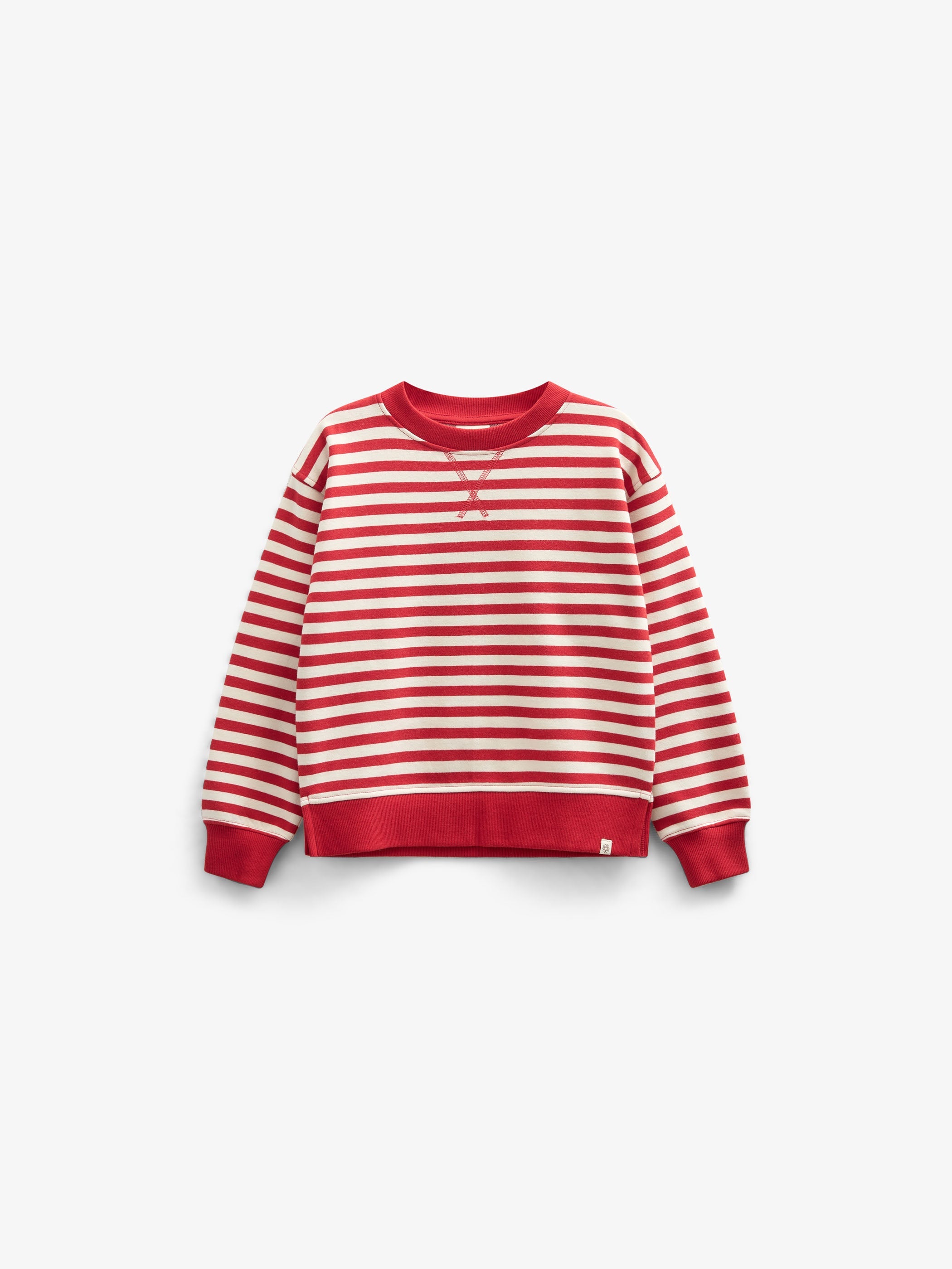 Stribet crewneck sweatshirt - Tween - Cherry Red Stripe | 101343 Daniella