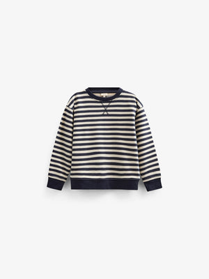 Stribet crewneck sweatshirt - Tween - Navy Stripe | 101345 Cole