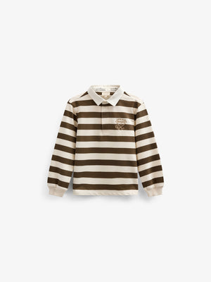 Stribet polo sweatshirt - Kids - Dark Brown/Offwhite | 101397 Marco