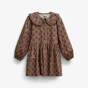 Blomstret bomuldskjole med flæsekrave Tween - Rose/Bordeaux | 101426 Nova