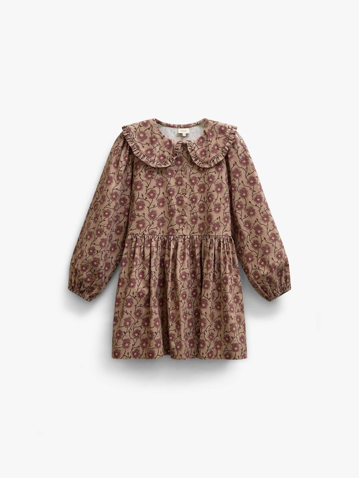 Blomstret bomuldskjole med flæsekrave Tween - Rose/Bordeaux | 101426 Nova
