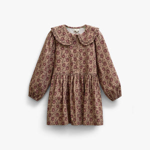 Blomstret bomuldskjole med flæsekrave Kids - Rose/Bordeaux | 101425 Nova