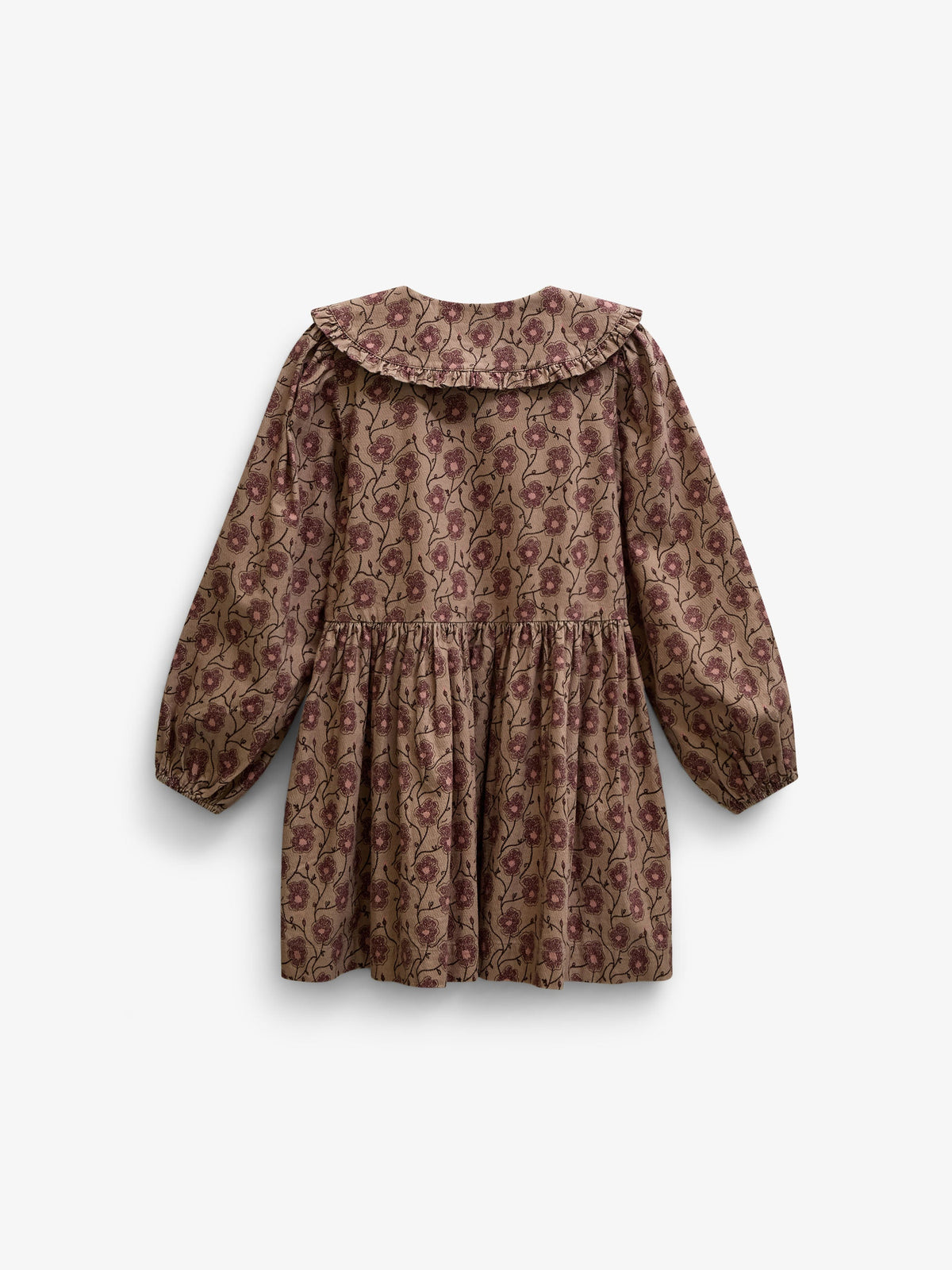 Blomstret bomuldskjole med flæsekrave Kids - Rose/Bordeaux | 101425 Nova