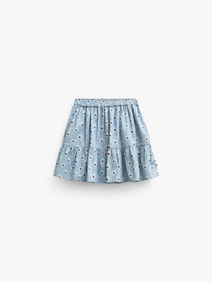 Blomstret bomuldsnederdel Kids - Blue/Brown | 101431 Nova